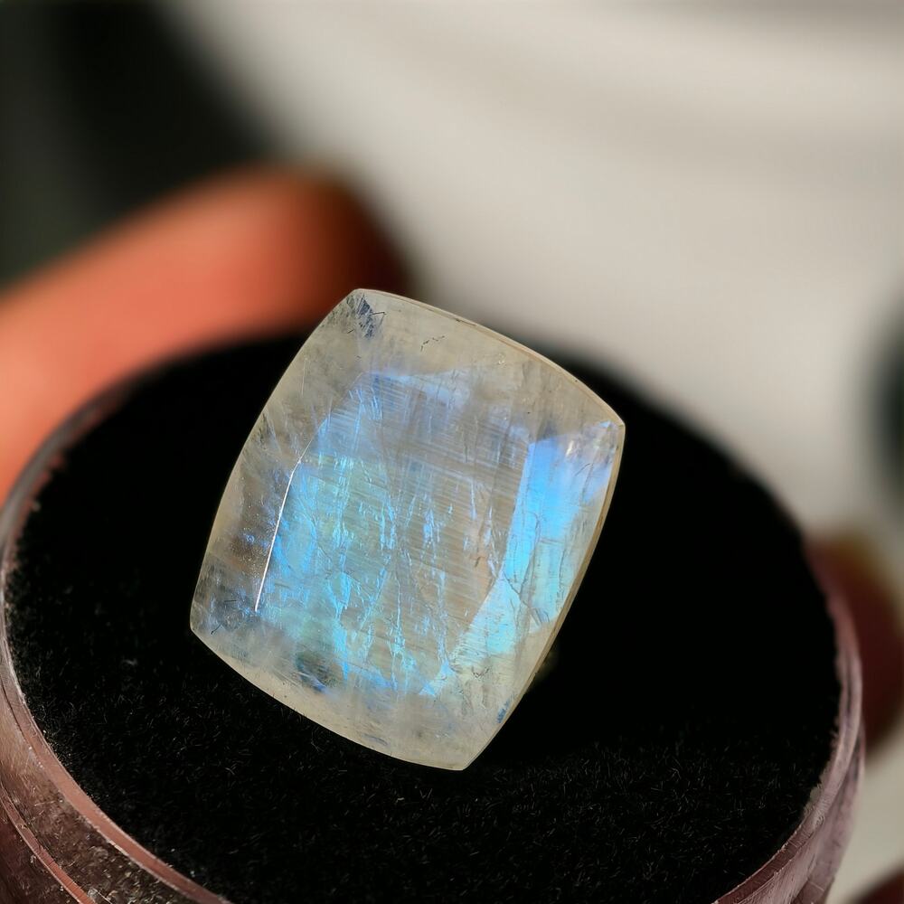 12.25ct Indian Rainbow Moonstone Gemstone Rectangle Cut